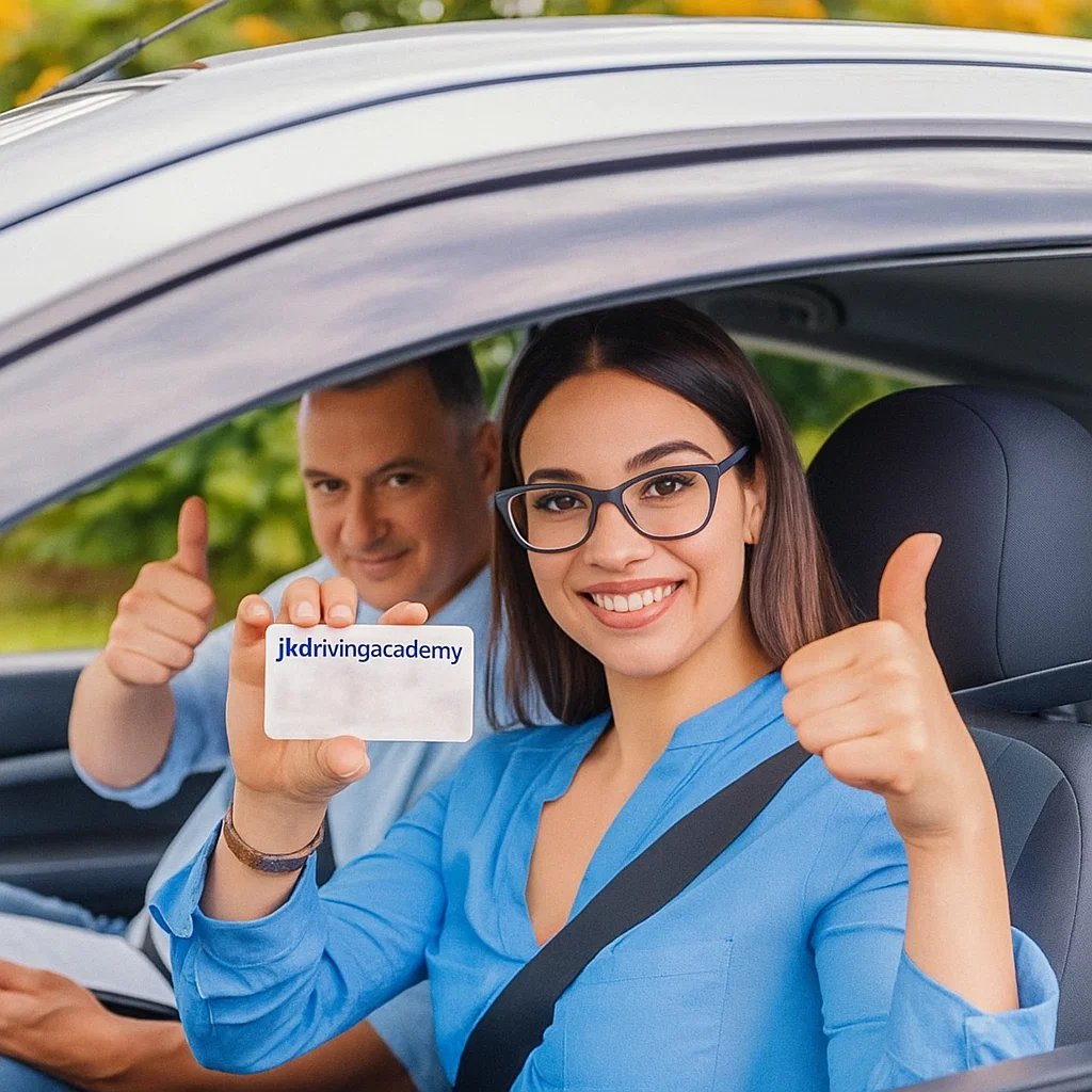 Instructor guiding student during road lesson